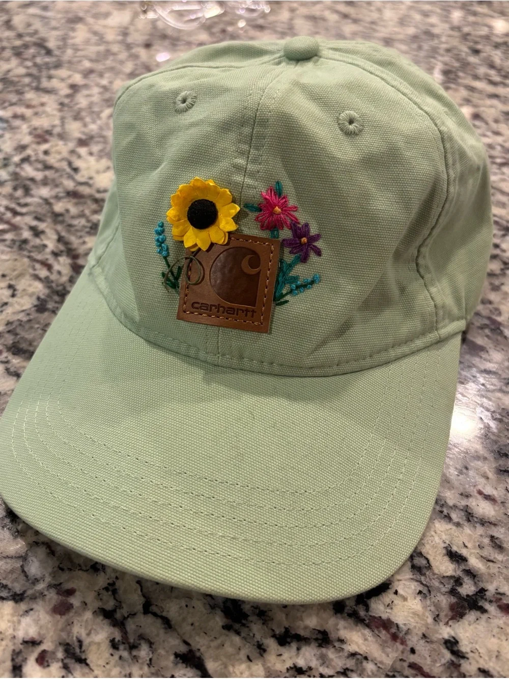 Carhartt women’s Mint Green Floral Leather Patch Hat